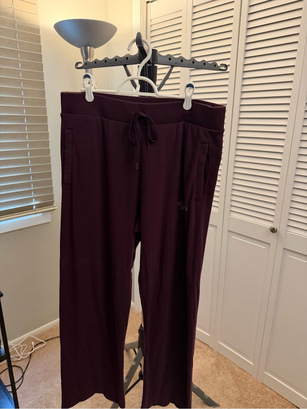 Victoria's Secret Maroon Drawstring Wide-Leg Sweatpants